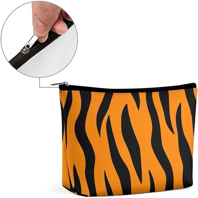 Meaudiwes Personality Fashion Zipper Cosmetic Case, Portable Makeup Case, Toiletry Bag, Tiger Stripes Animal Print Travel Cosmetic Toiletry Bag
