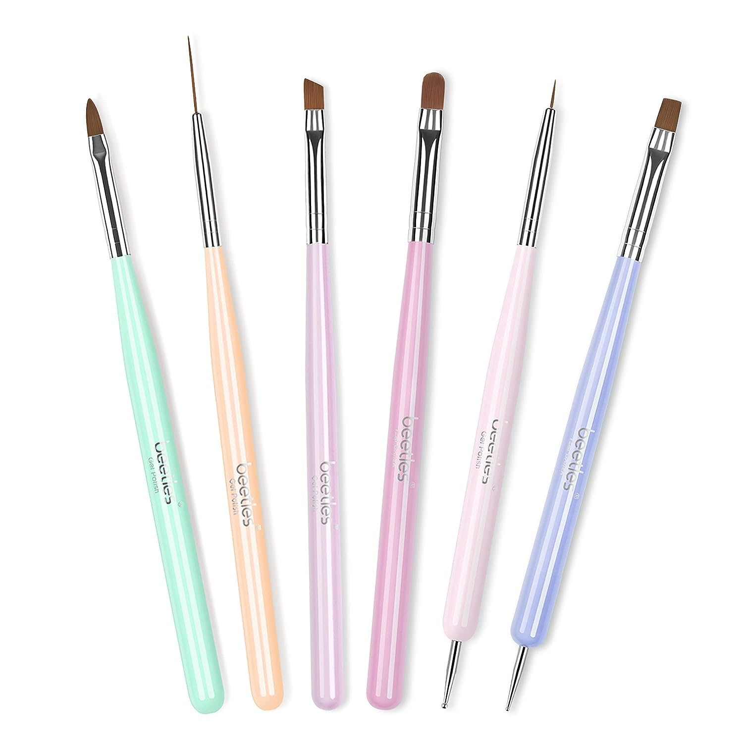 Beetles Gel Polish Nail Art Brushes, 6 Pcs Fingernail Art Design Pens