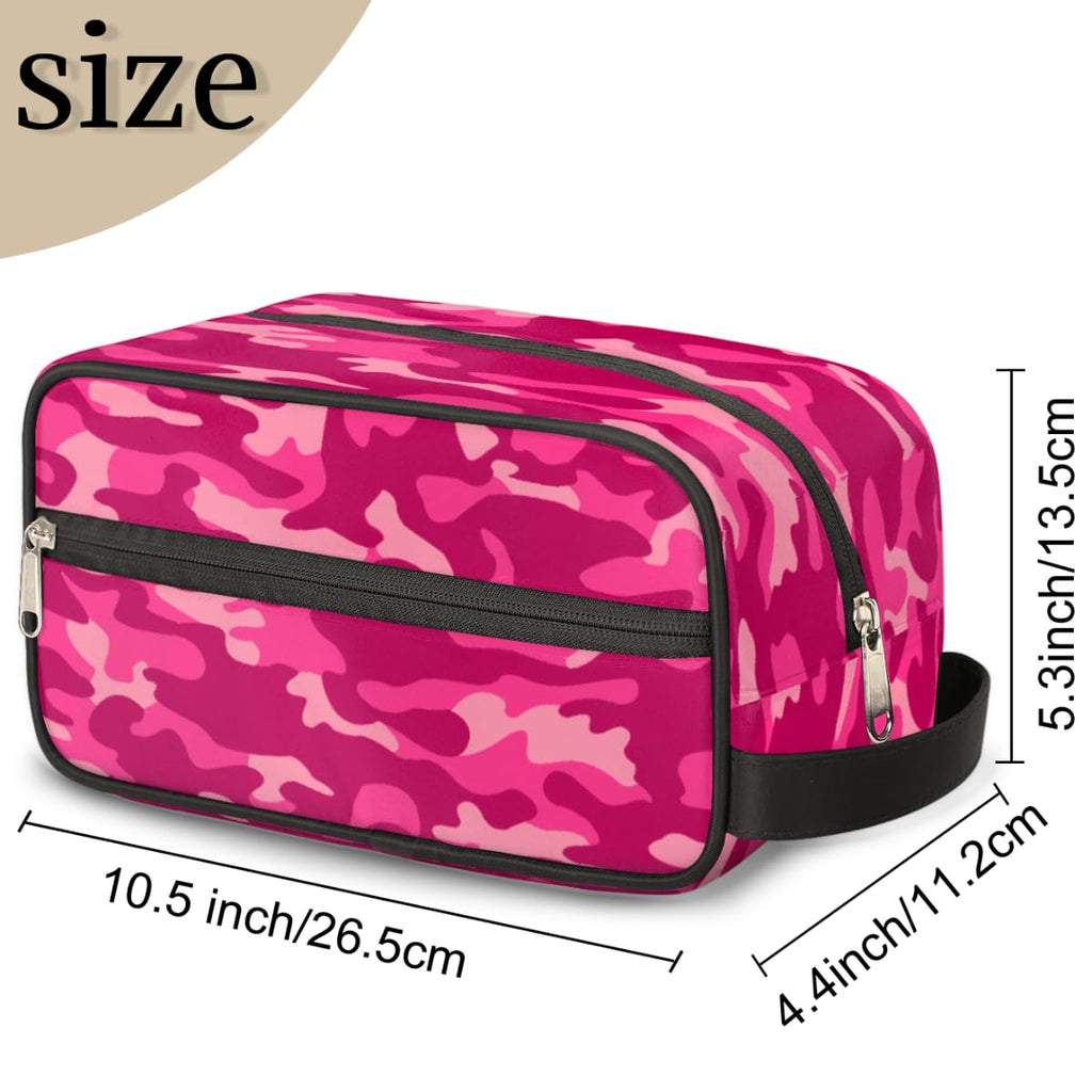 Pink Camo Camouflage Pattern Travel Toiletry Bag for Women Men Lightweight Cosmetic Makeup Bag Organizer Waterproof Shaving Bag Dopp Kit with Large Capacity for Toiletries and Shaving Accessories