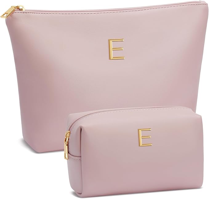 CLOUDWINGS Gifts for Women Girls Personalized Initial Travel Makeup Bag