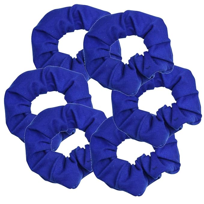 Motique Accessories Large Scrunchies for Women, Pack of 6, Royal Blue