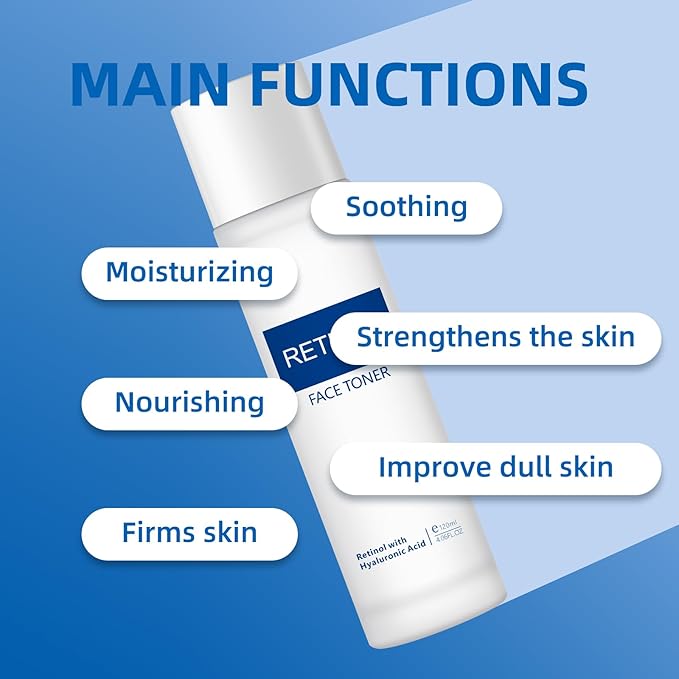 AOPEIBOTO Face Toner for Women, Retinol Facial Toner, Hyaluronic Acid Skin Toner for Firming Skin, Moisturizing, Reduce Fine Lines, Oil Dry Sensitive Skin, 4.06fl.oz/120ml