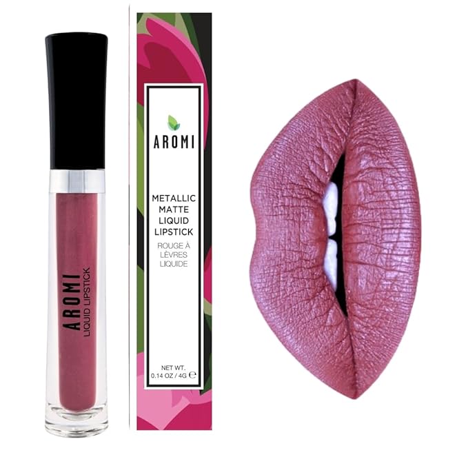 Aromi Chestnut Rose Metallic Liquid Lipstick (Burgundy Quartz)