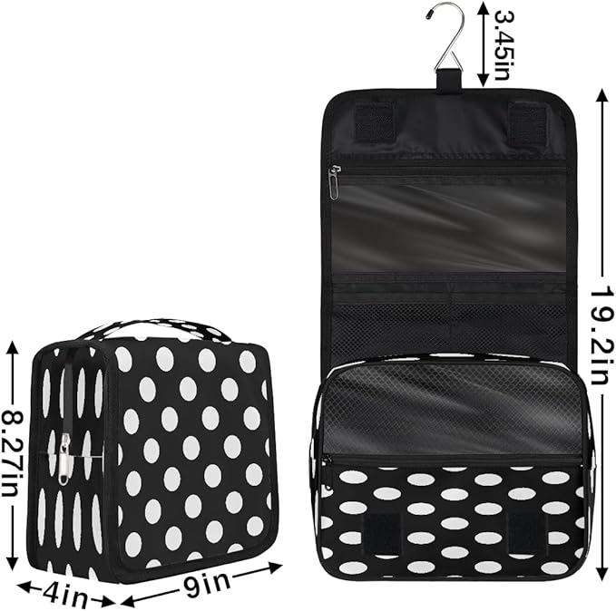 Polka Dot Travel Toiletry Bag Women Men Hanging Cosmetic Organizer Portable