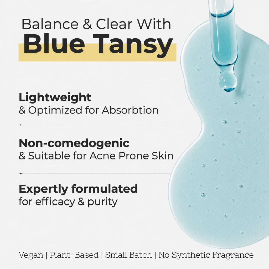 Yellow Bird Balancing Blue Tansy Face Oil 2 oz / 59 ml – Skin Glowing Serum. Collagen Support. Promotes Clear Skin Naturally. Wrinkle, Blemish & Pore Minimizer. Natural, Vegan Facial Moisturizer.