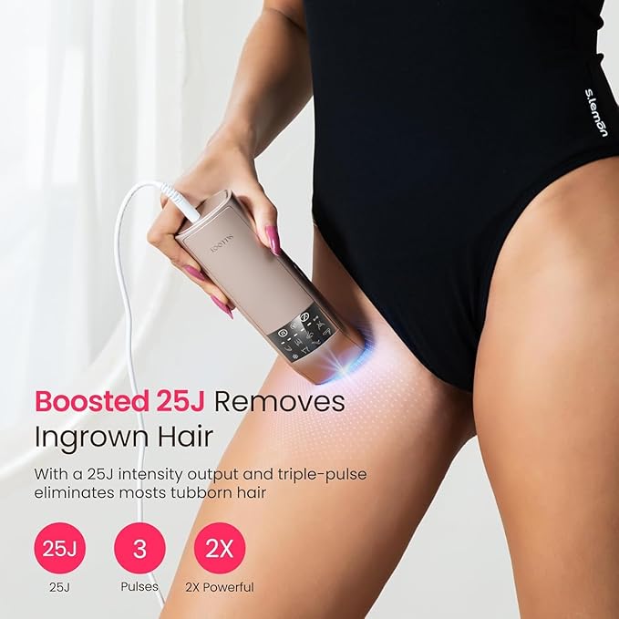 IPL Laser Hair Removal for Women and Men, 25J Triple-Pulse Permanent Hair Removal Device for Ingrown Hair, 37°F Painless Sapphire Ice Cooling Hair Removal for Legs, Armpits, Face, Bikini, Underarms