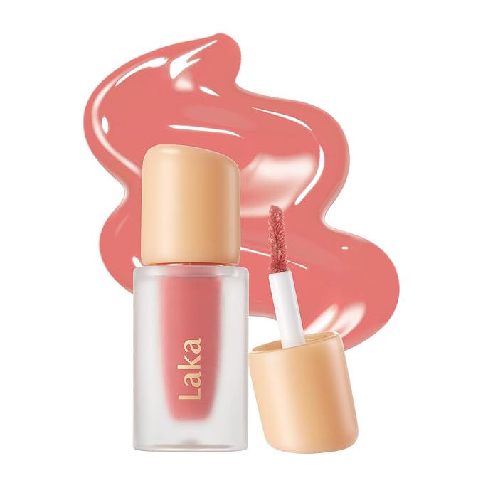 Laka Fruity Glam Tint Mini | Glowing Korean Lip Tint with Hydrating Lightweight Texture | Buildable Color, Non-Sticky High Shine Gloss | K-Beauty Korean Makeup | #132 Lolly, 0.07oz