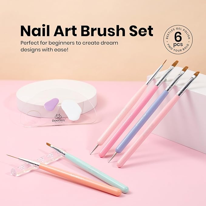 Beetles Nail Art Brushes, 6pcs Nail Art Tool Set