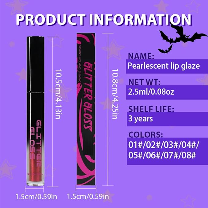 CAKAILA Red Purple Metallic Lipstick for Women,Glitter Sparkling Liquid Lipstick,Long Lasting Waterproof Lightweight Comfortable Non-Drying Bold Dark Lip Gloss for Gothic Stage Makeup,Vegan