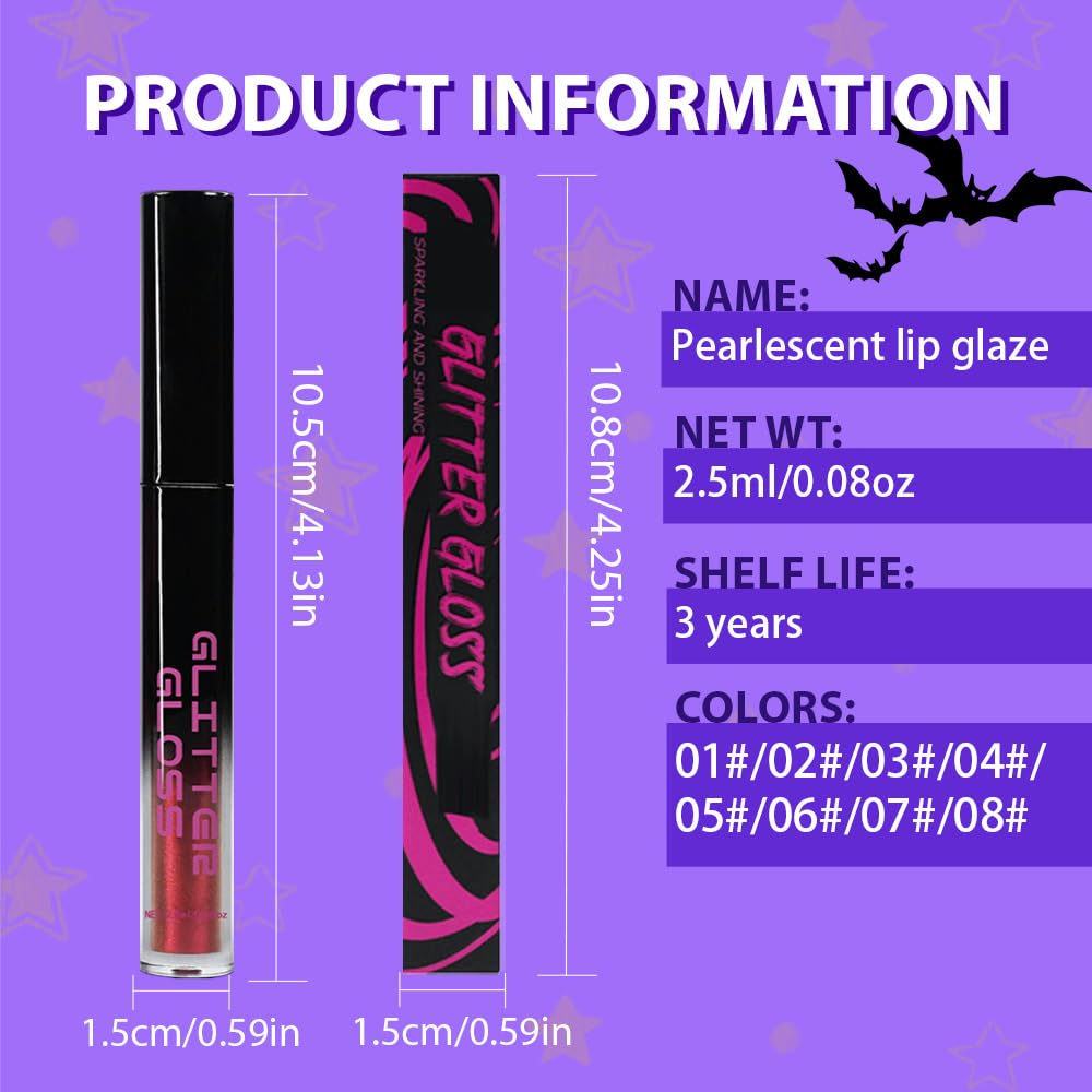 CAKAILA Red Purple Metallic Lipstick for Women,Glitter Sparkling Liquid Lipstick,Long Lasting Waterproof Lightweight Comfortable Non-Drying Bold Dark Lip Gloss for Gothic Stage Makeup,Vegan