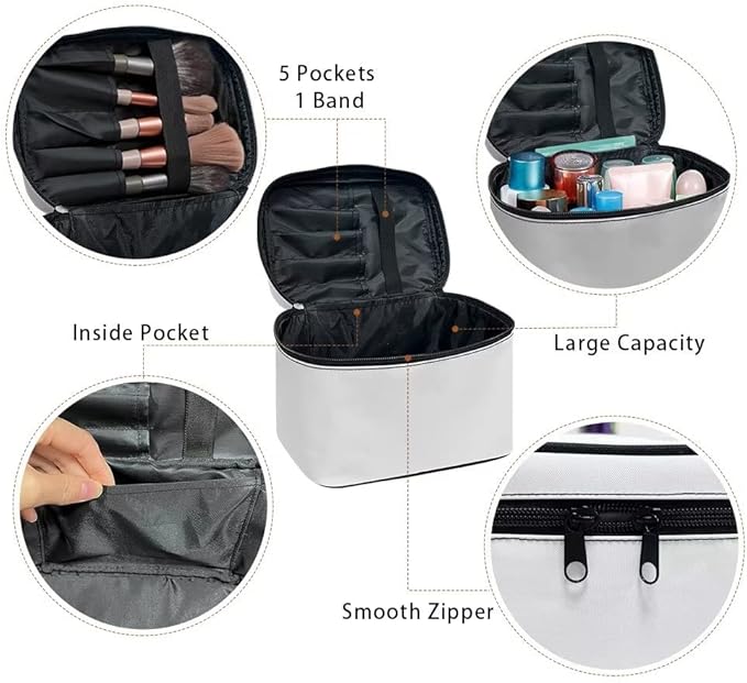 JoyLamoria Pink Cow Print Cosmetic Bag Portable Makeup Case Tote Pouch Accessories