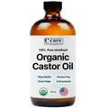 Castor Oil 100% Pure Organic Cold Pressed Unrefined Glass Bottle | USDA Certified Organic | Hexane Free Extra Virgin | for Hair Growth Eyebrows Eyelashes Skin and Castor Oil Pack Wrap
