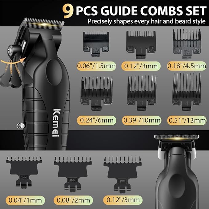 KEMEI KM-2293 3-Piece Cordless Barber Kit with Foil Shaver, Black