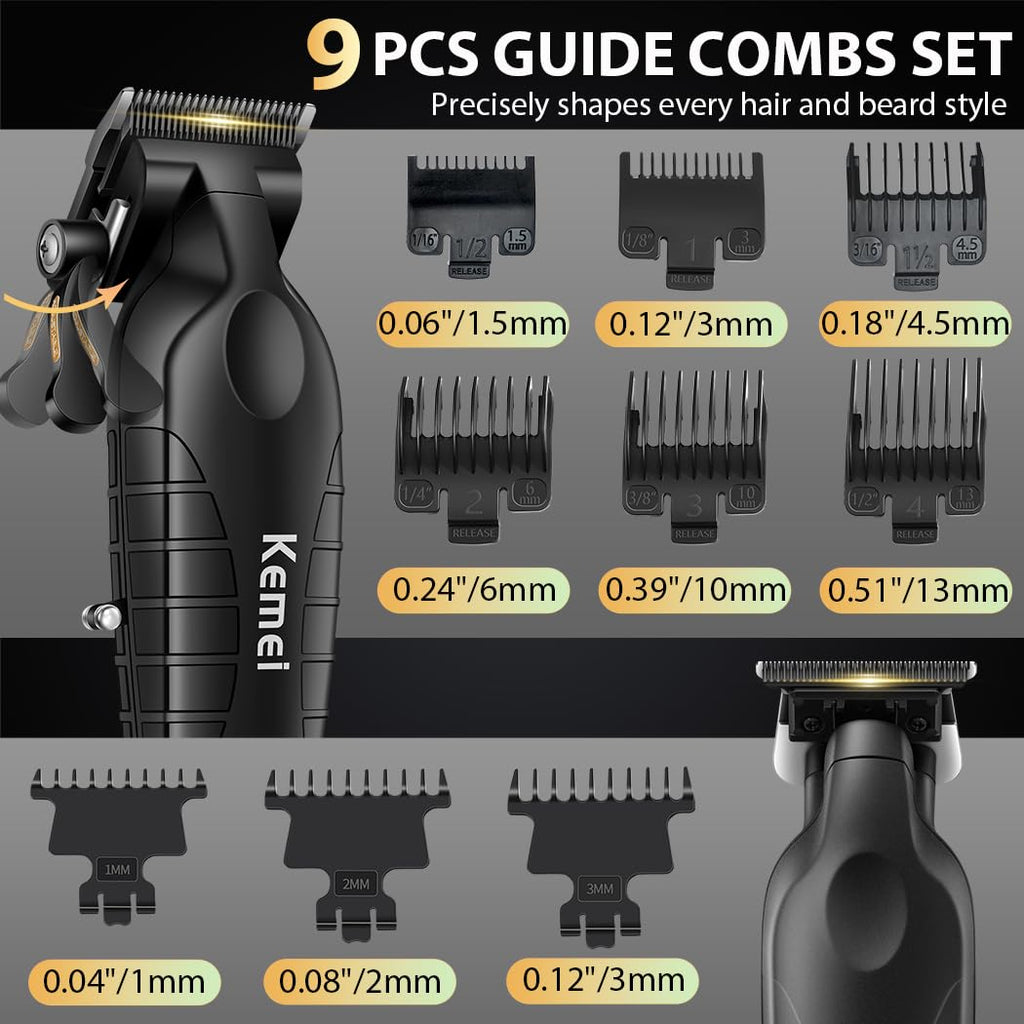 KEMEI KM-2293 3-Piece Cordless Barber Kit with Foil Shaver, Gold