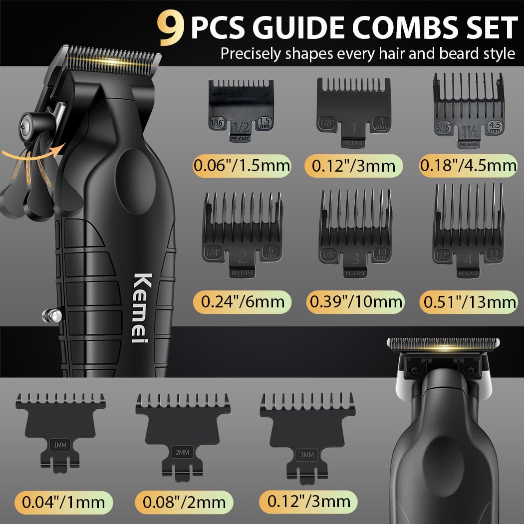KEMEI KM-2293 3-Piece Cordless Barber Kit with Foil Shaver, Gold