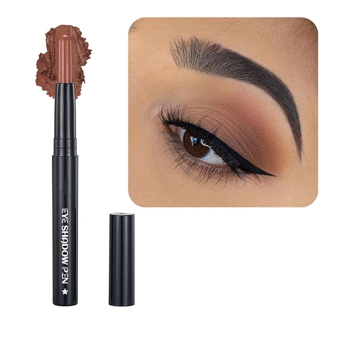 SAUBZEAN Coffee Eyeshadow Stick Makeup, Cream Shimmer Eye Shadow Pencil, Hypoallergenic Waterproof Long Lasting Crayon, Smooth Glitter Primer Palette Eyeliner Make up