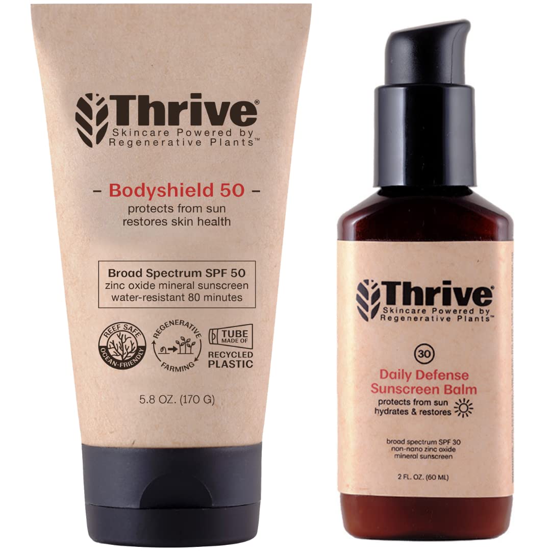 Thrive Natural Care Mineral Face Sunscreen for Sensitive Skin SPF 30, 2 Ounces - Moisturizing Unscented Sunscreen for Face - Broad Spectrum with Clear Zinc Oxide - Vegan