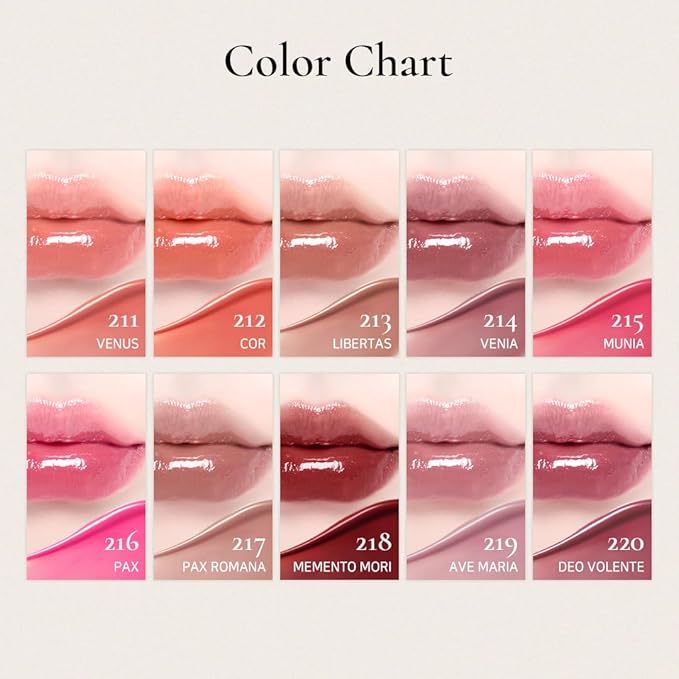DINTO Blur-Glowy Lip Tint - Glossy Finish, Hydrating, Long Lasting, Lightweight Texture, Non-Sticky, Vegan & Cruelty-Free, K beauty (215 Munia, 0.11 fl.oz) (30 colors)