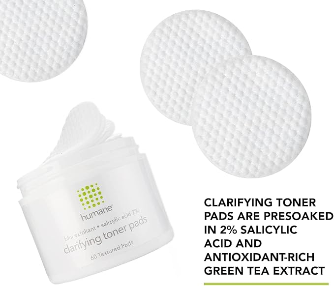 Humane Clarifying Toner Pads for Face - 2% BHA Liquid Salicylic Acid