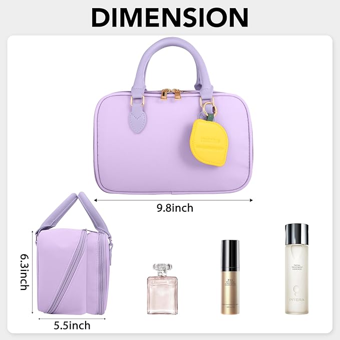 HauteHues Travel Makeup Bag for Women Stand Up Cosmetic Case Toiletry Bag