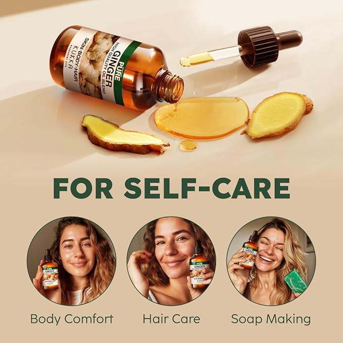 100% Pure Ginger Oil - 4 Fl Oz Ginger Essential Oil for Hair, Skin, Diffuser, Aromatherapy & DIY Soap Making Scent