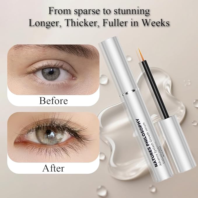 NP NATURES PHILOSOPHY Lash & Brow Conditioning Serum, Multi-Purpose Eye Makeup Base, Prostaglandin-Free Eyelash, Hypoallergenic Repair for Sensitive Dry Eyes, Contact Lens Safe, 3ml