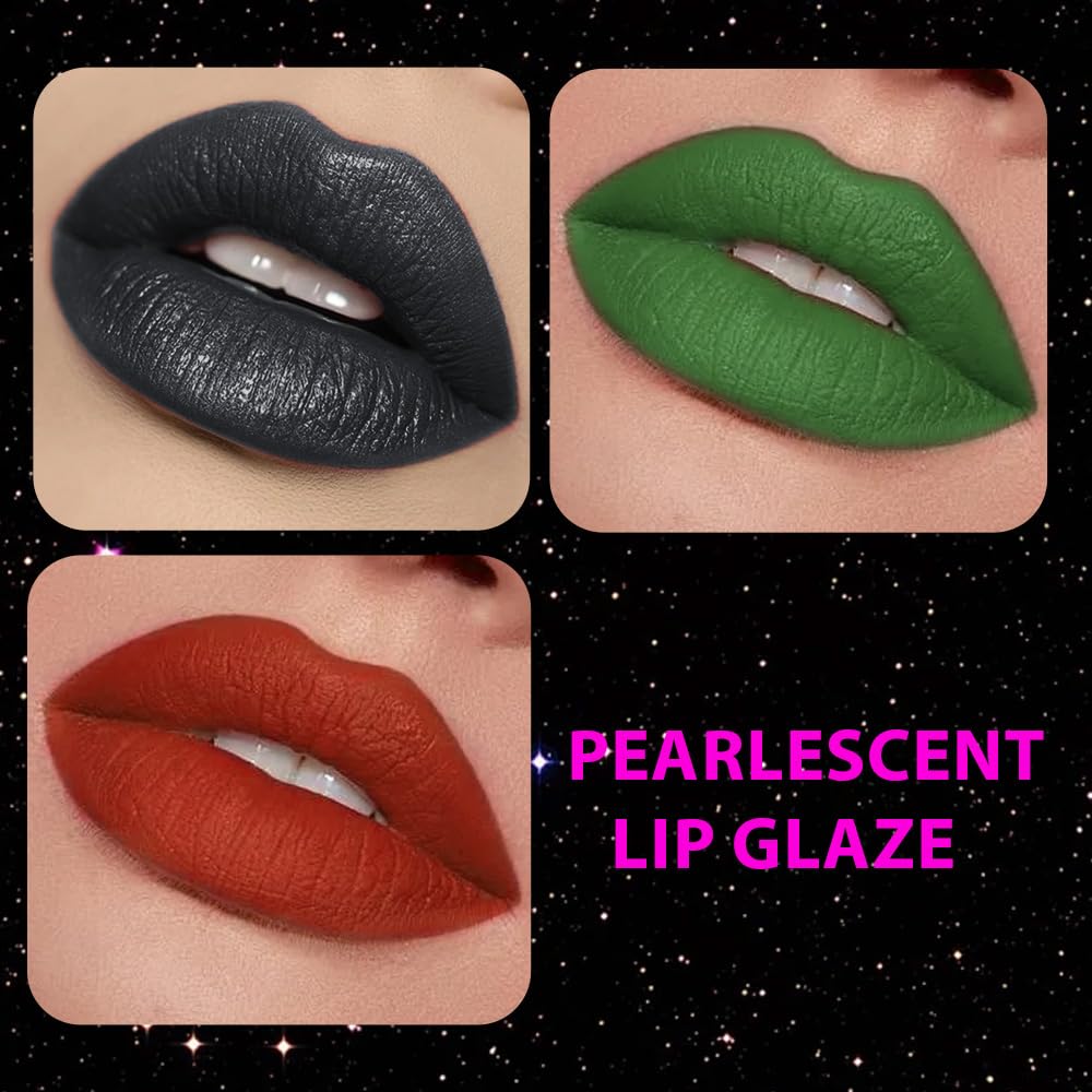 CAKAILA Gray Black Green Red Metallic Lipstick for Women,Glitter Sparkling Liquid Lipstick,Long Lasting Waterproof Lightweight Non-Drying Bold Dark Lip Gloss for Gothic Stage Makeup,Vegan