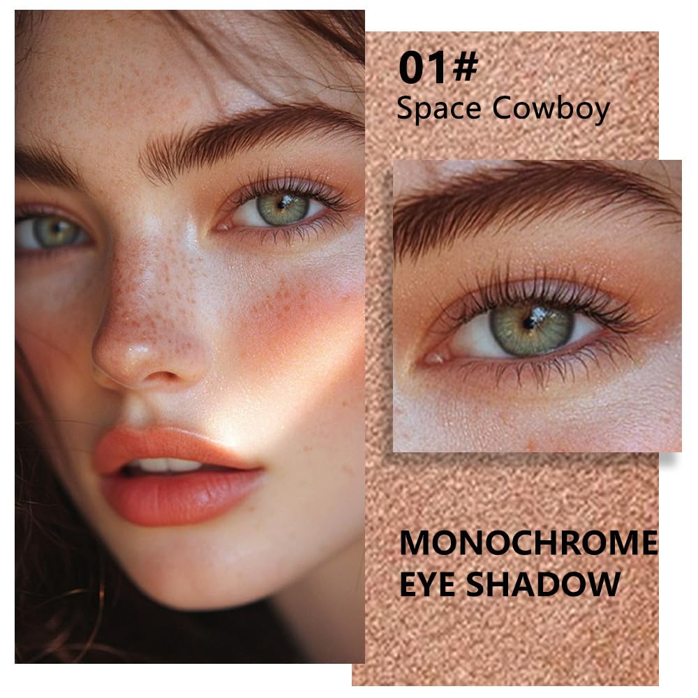FeiCuiYun Glittler Single Eye Shadow Palette Makeup, Champagne Gold Sparkle Shimmer Monochrome Eyeshadow For Older Women, Pigmented Waterproof Sombras Para Ojos, Vegan, Talc, Paraben&Cruelty Free, 01