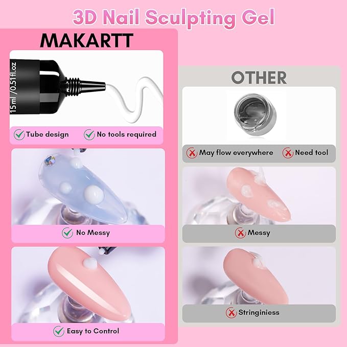 Makartt 3D Nail Gel, 15g Sculpting Gel Glue for Molding and Drawing