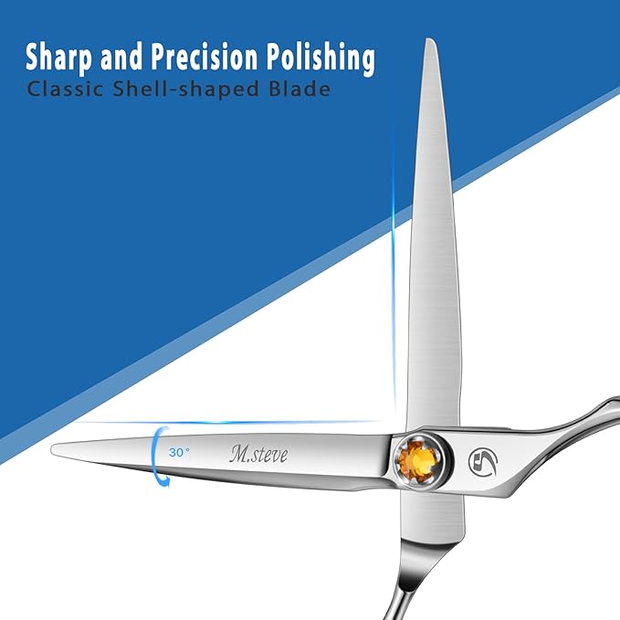 M.steve Professional Hair Cutting Scissors 6 Inch, VG10 Stainless Steel Barber Shears, Extremely Sharp Hairdressing Scissors for Salon & Home Use, Ambidextrous Left Right Hand