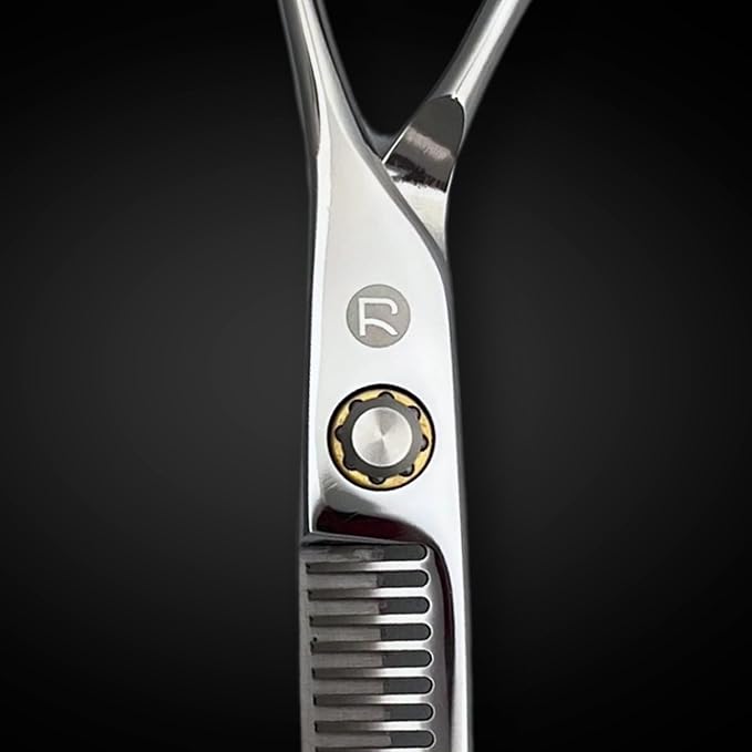 Hair Cutting Scissors for Professionals from Saki Shears - Cuts Wet and Dry Hair - Forged from Japanese 440C Stainless Steel - Sharp, Long Lasting Edge (Steel, 6 Inch Thinning, Right Hand)