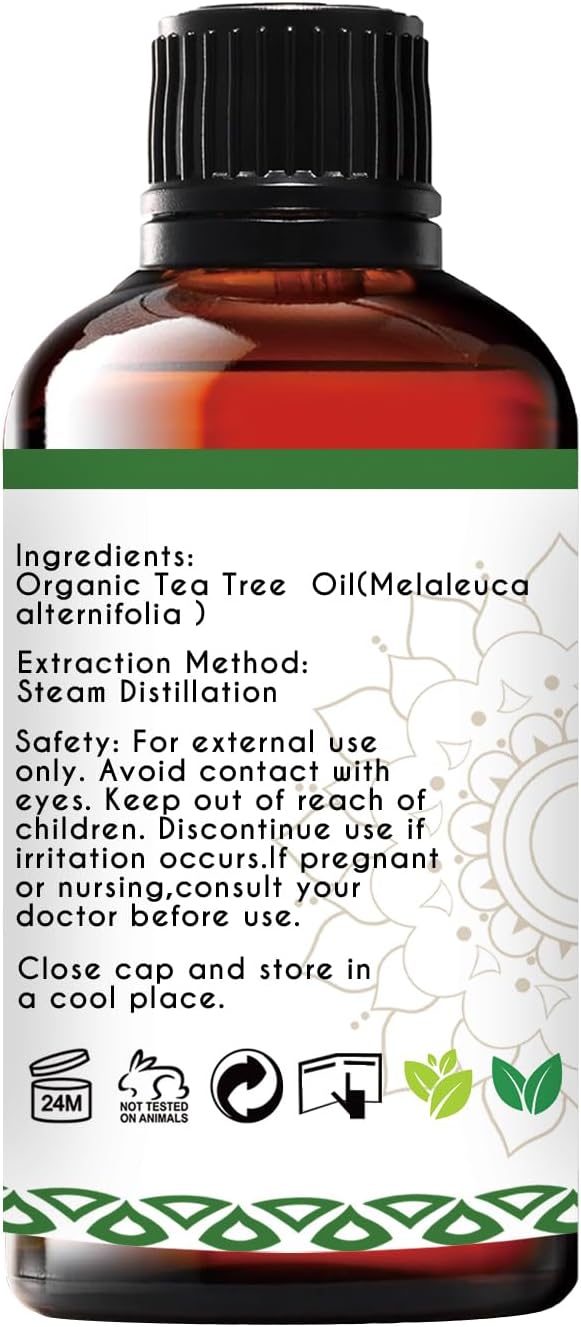 LOUTSJOY Organic Tea Tree Oil for Skin, Hair, Face, Scalp, Nails, 1 Oz