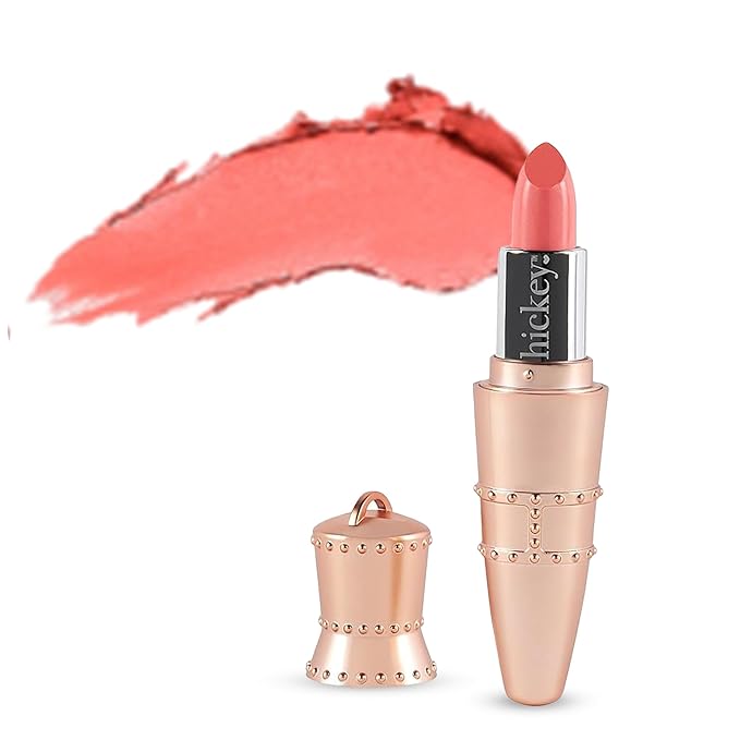 Hickey Refillable Pendant Lipstick, Beach Babe[Coral] – Wearable Satin Lip Color on a Chain, Refillable Clean Beauty, Full Lipstick Included