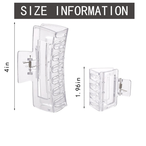 12 Pack Clear Square Claw Clips, Big and Small Neutral Rectangle Hair Claw Clips, Non-slip Matte Large Hair Clips for Women,Strong Hold jaw clip for Thick Thin Hair