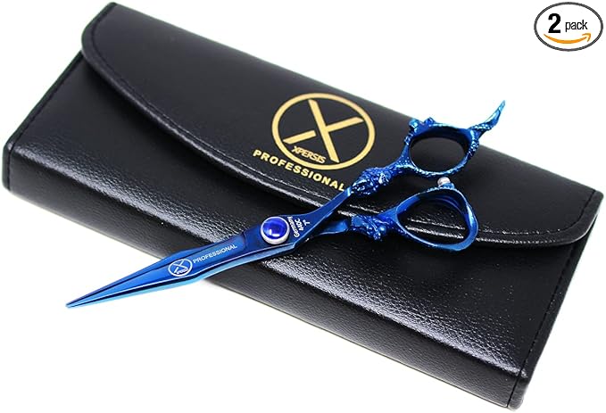 XPERSIS PRO Blue Dragon Hair Cutting Sharp Barber Scissors 7" Light weight German Made Steel With Finger Rest