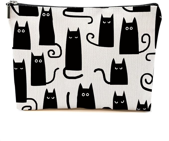 DHKG Cat Makeup Bag Cat Gifts Cosmetic Bag Cat Lover Gifts for Women Girls Friends Colleague Cat Themed Gifts Cat Stuff Travel Organizer Zipper Pouch Graduation Birthday Friendship Gifts