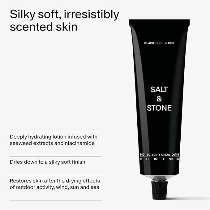 Salt & Stone Body Lotion for Women & Men, Vegan, Black Rose & Oud 3.4 fl oz