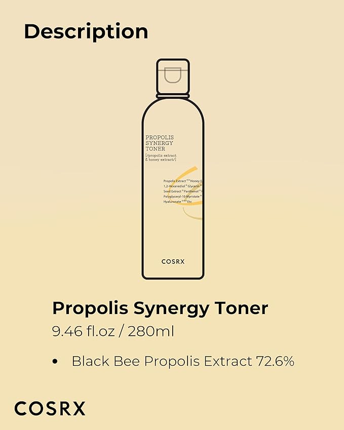 COSRX 72% Propolis Honey Toner, 3x Increase In Moisture Level, 9.46 fl.oz