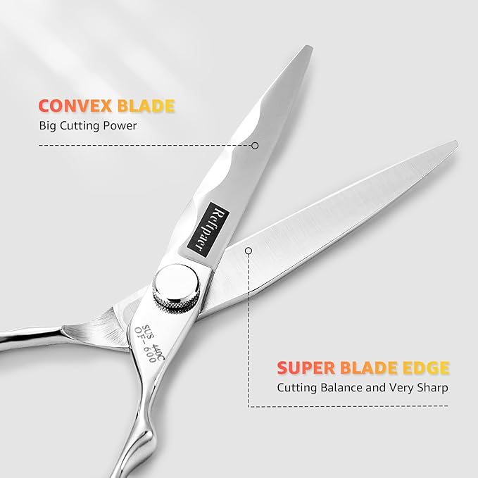 Reftpaer Professional Hair Cutting Shears -SUS440C Stainless Steel Barber Scissors with Ergonomic Handle,Ultra Sharp Blades for Salon (Modern, 6.0)