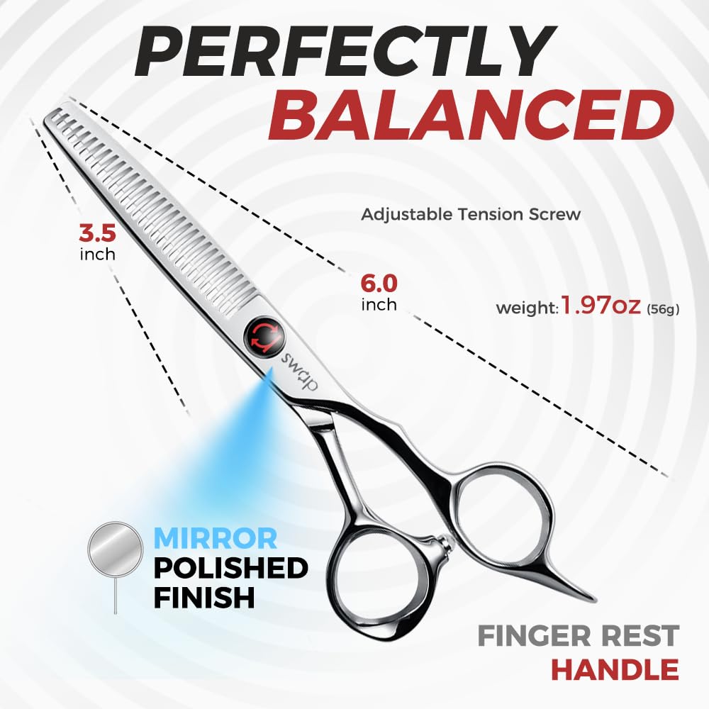 SWAP Professional Hair Cutting Scissors - SUS 440C Barber Shears, Profesional Shears for Hair Cutting (S2, 6 '' Hair Cutting Scissors)