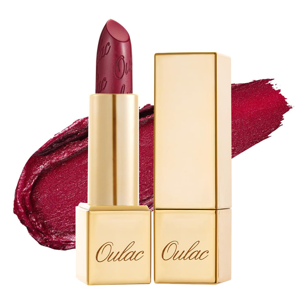 Oulac Wine Red Lipstick for Women with Metallic 3D Shine Lightweight Hydrating Formula, High Impact Lip Color, Vegan Beauty, Full Coverage Lip Makeup, Christmas Gifts for Women, One Last Kiss (14)