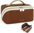 Prite Makeup Bag Travel Toiletry Bag Open Flat Cosmetic Organizer for Women
