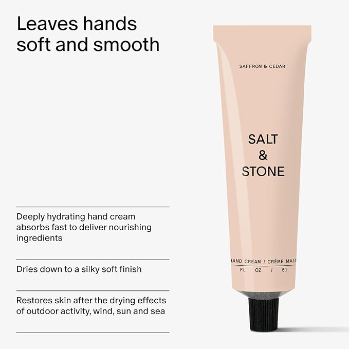 Salt & Stone Hand Cream, Hand Lotion, Women & Men, Saffron & Cedar 2 fl oz