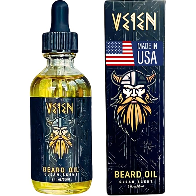 Veien Beard Oil for Men, Clean White Tea Scent, 2oz