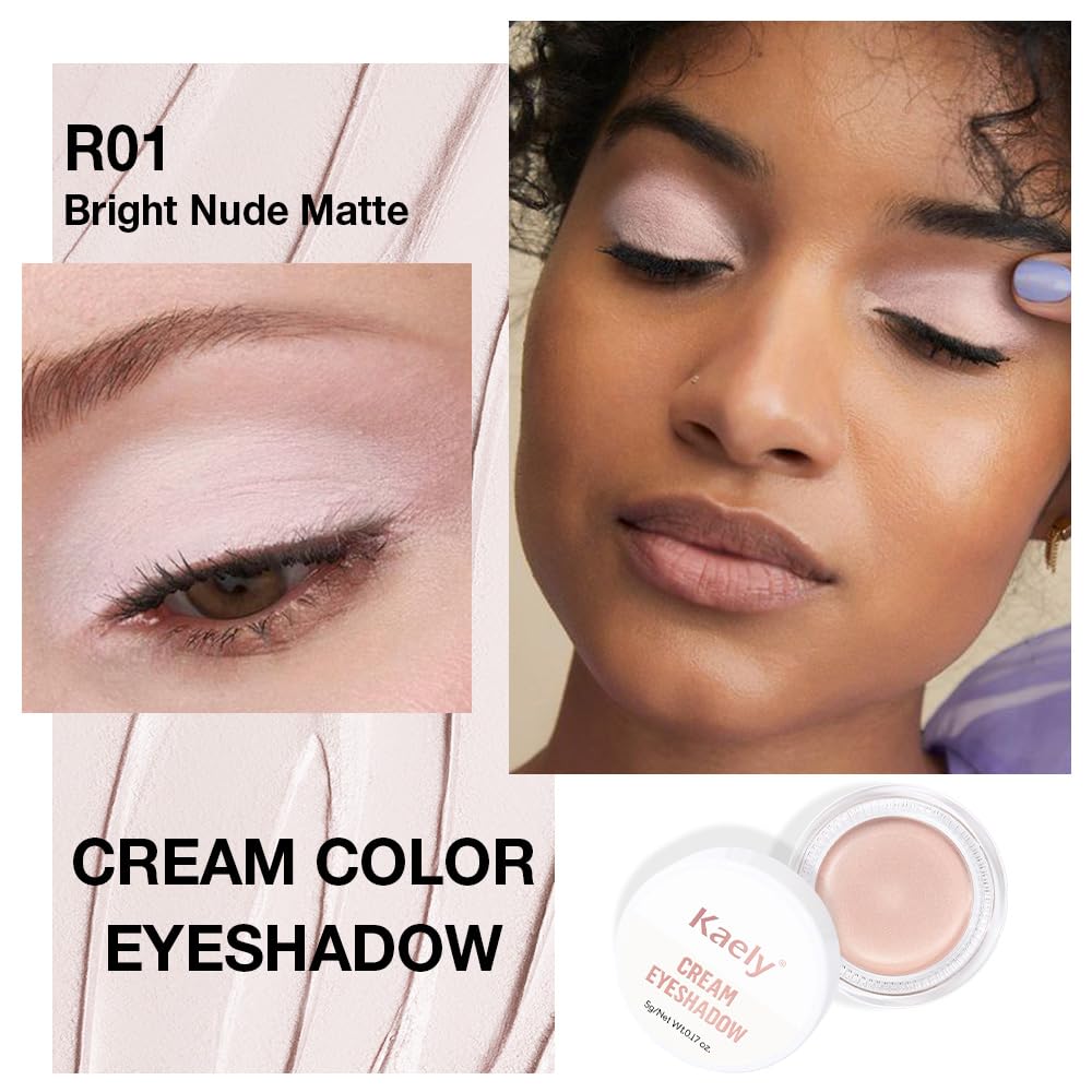 FeiCuiYun Single Cream Bright Nude Matte Eyeshadow Palette Makeup, Natural Single Mini Instant Holographic Eyeshadow For Women, Sombras Crema Para Ojos, Talc, Paraben & Cruelty Free, R01