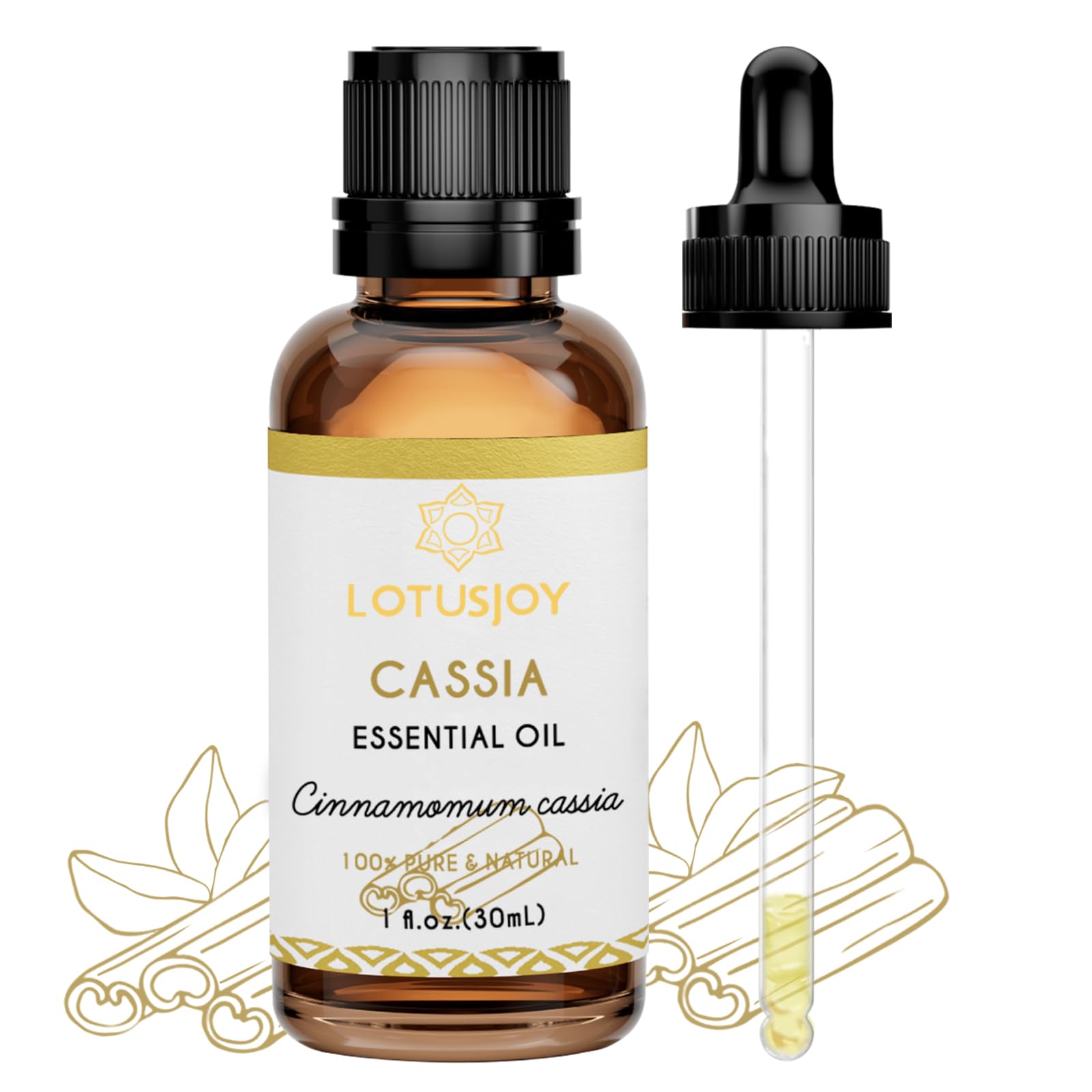 LOTUSJOY Cassia Cinnamon Bark Essential Oil, for Spray, Anointing,1 Oz