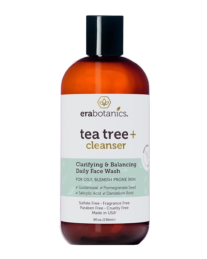 Era Organics Tea Tree Oil Face Wash - Salicylic Acid Cleanser for Oily Skin