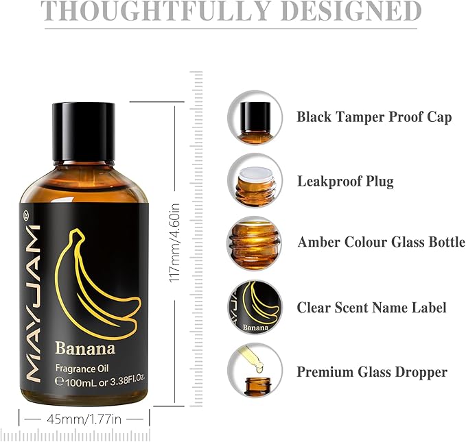 MAYJAM Banana Fragrance Oil for Diffusers for Home, 3.38FL.OZ