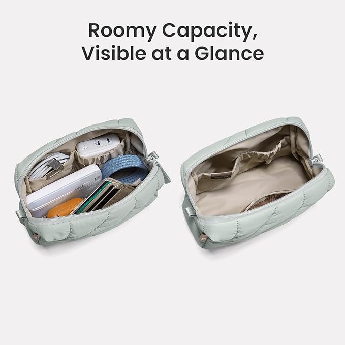 tomtoc Electronics Organizer Travel Case, Soft Puffy Accessory Tech Case