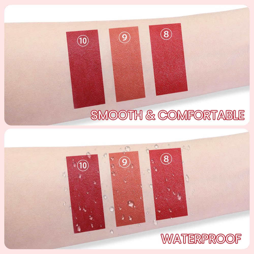 BINGBRUSH Crayon Matte Longwear Lipstick Pack Set,Moisture Smooth Color Stick Ultimate Lip Crayon for Makeup Collection - Waterproof Velvet Lipgloss (3pcs 08#&09#&10#, 3 Count (Pack of 1))